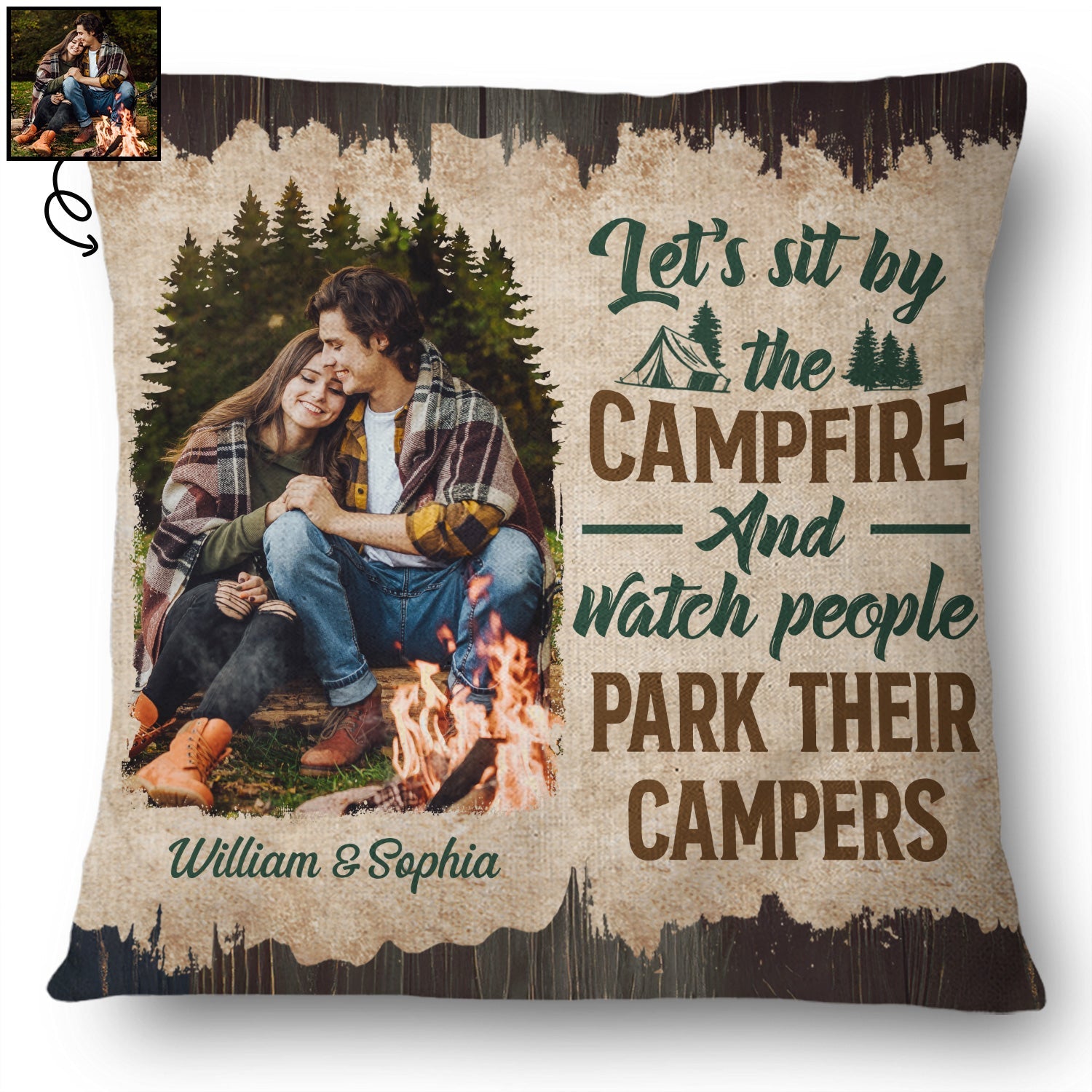 Let‘s Sit By The Campfire Camping Couples Personalized Pillow