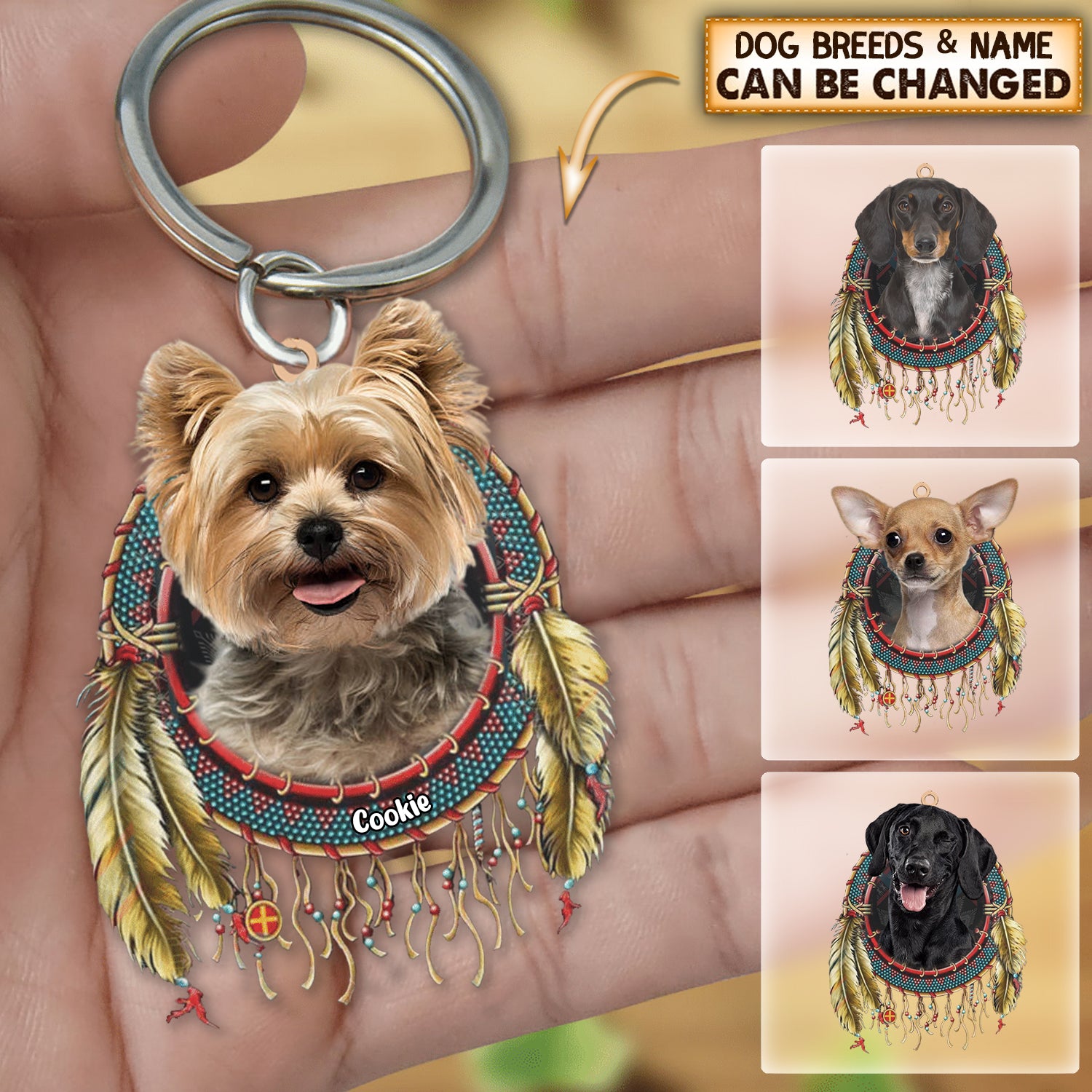 Personalized In Dreamcatcher Keychain For Dog Lovers