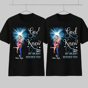 Personalized God Knew My Heart needed you Christian Cross Couple T-Shirt