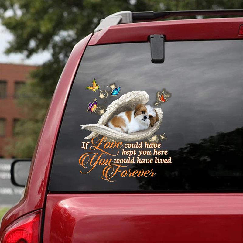 Gold white shih tzu Sleeping Angel Lived Forever Decal