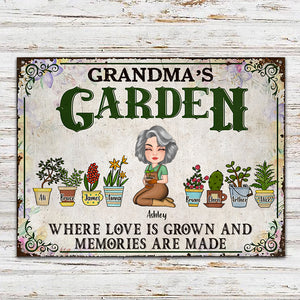 Grandma Garden Custom Metal sign Where Love Is Grown Personalized Gift