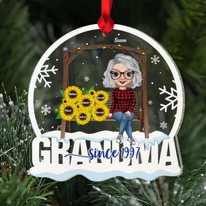 Personalized Grandma Mom Kids Sunflower Swing Christmas Ornament
