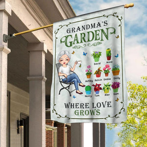 Personalized Grandma Mom Garden Where Love Grows Gift Gardener Flower Lover Flag