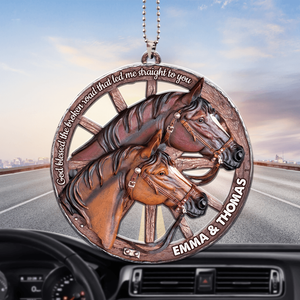 Horses Wagon Wheel Personalized Ornament