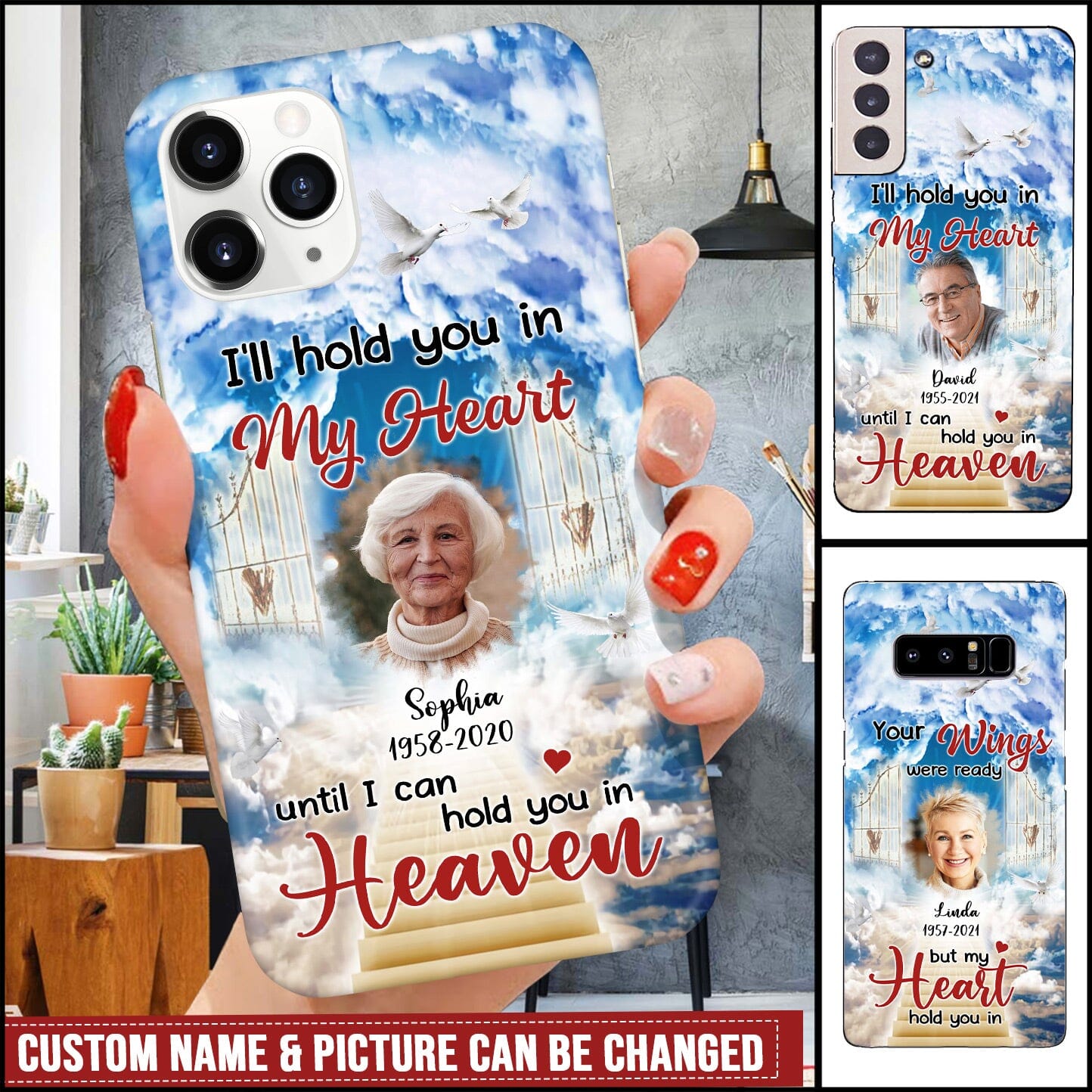 I'll hold you in my heart until I can hold you in Heaven Personalized Heaven Gates Memorial Phone case