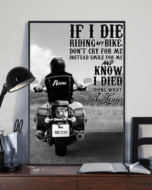 Motorcycle Don't cry for me instead smile for me Personalized Canvas Prints