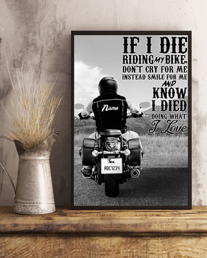 Motorcycle Don't cry for me instead smile for me Personalized Canvas Prints