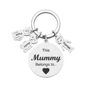 Customized Family Keychain Engraved with Kids and Pets Charms