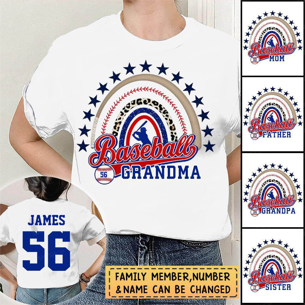 Peresonalized Shirts Baseball Mom Grandma Boho Rainbow T-Shirt For Sport family