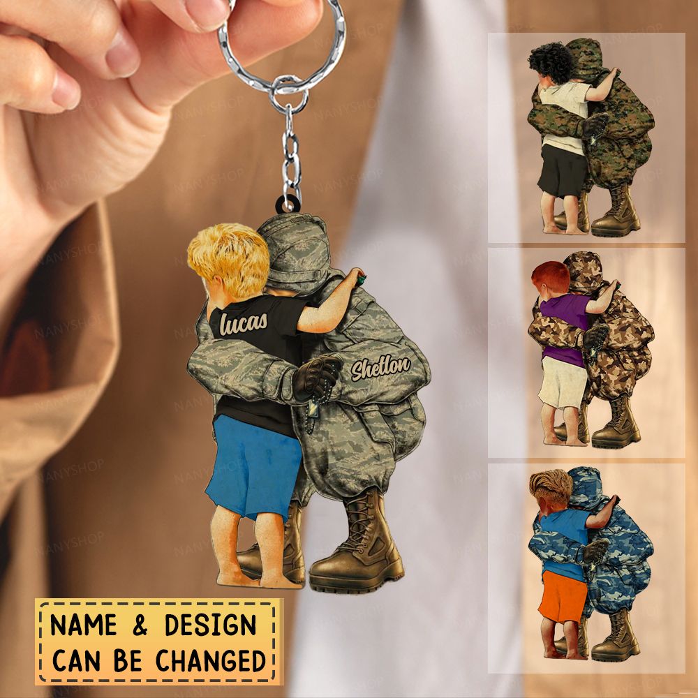 Personalized Gifts For Army/Veteran Dad Acrylic Keychain