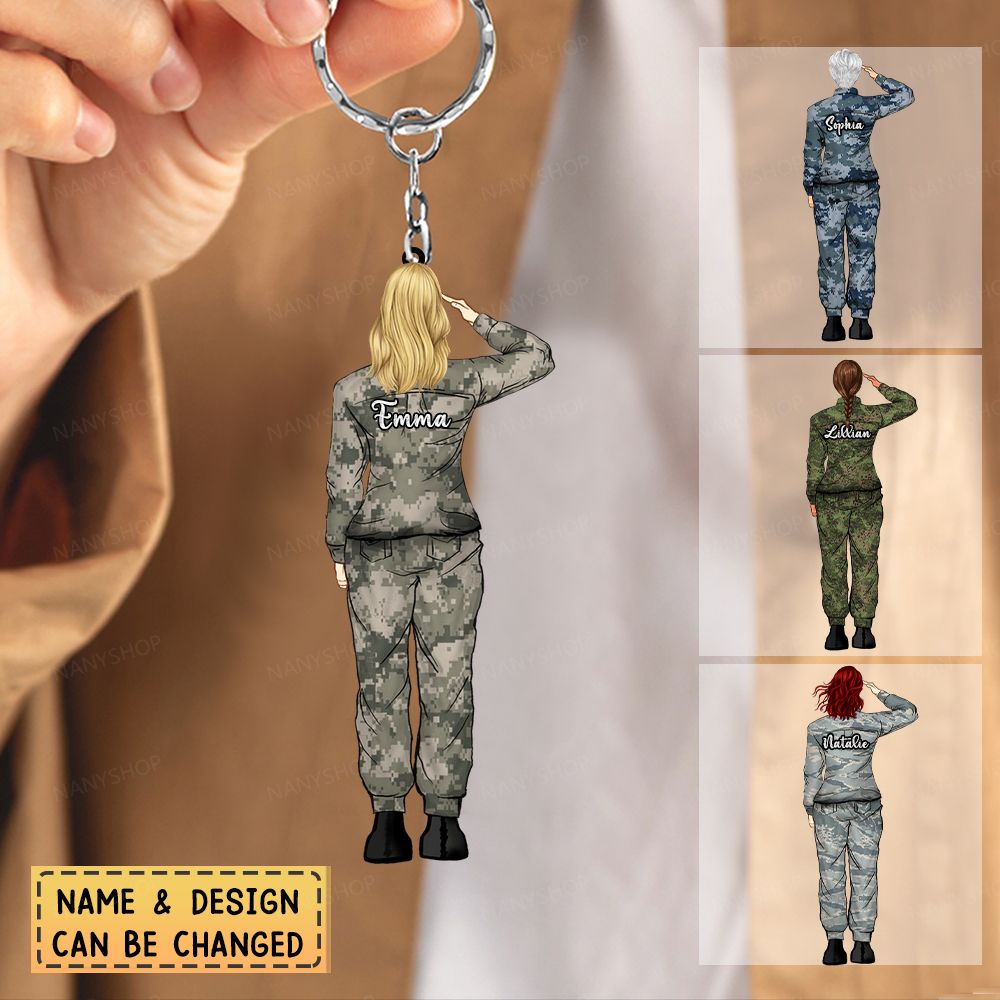 Personalized gift for Female Veteran Acrylic Keychain