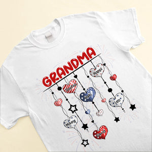 4th Of July Grandma Mom Auntie With Hearts Kids Personalized T-shirt