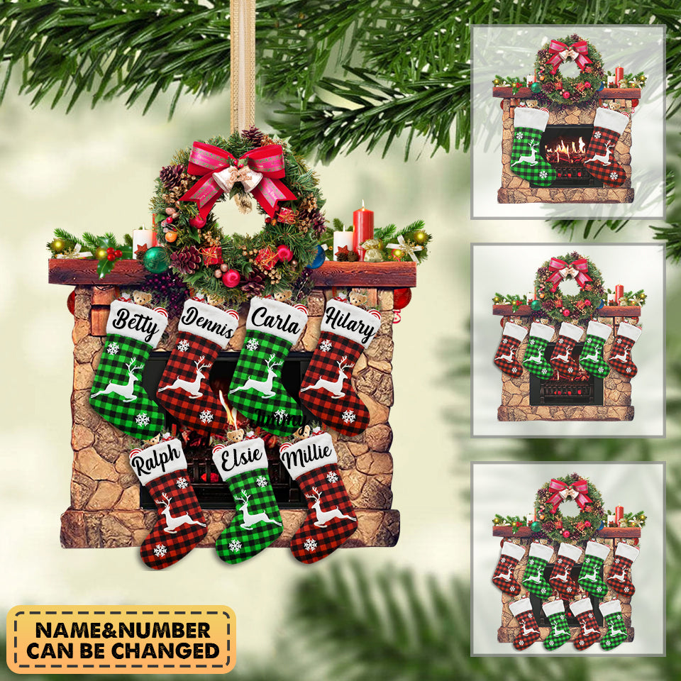 Personalized Family Christmas Wreath Hanging Ornament