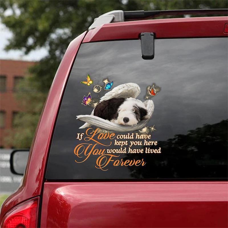 Old English Sheepdog Sleeping Angel Lived Forever Decal
