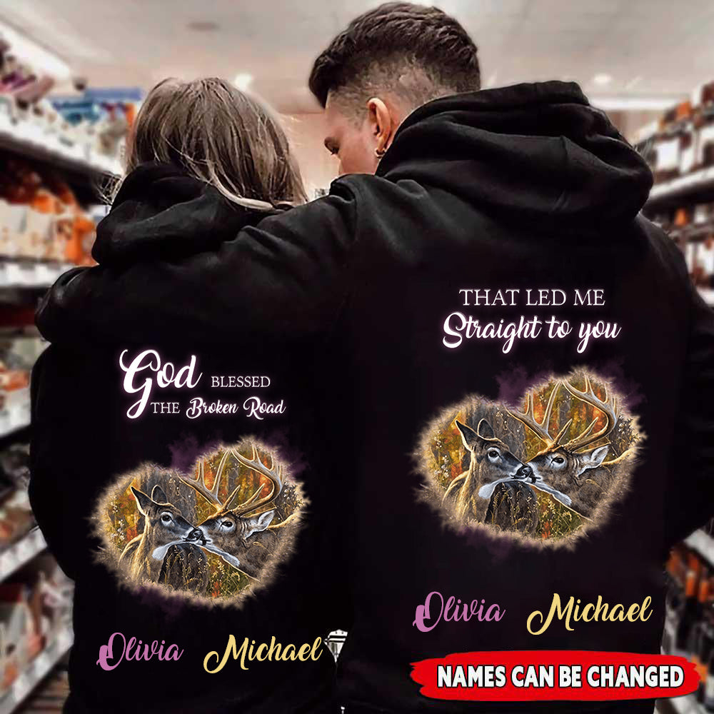 Personalized Couple Buck And Doe God Blessed Hoodie