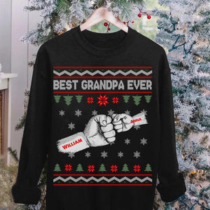 Personalized Best Grandpa Ever Christmas Crew Neck Sweatshirt Printed