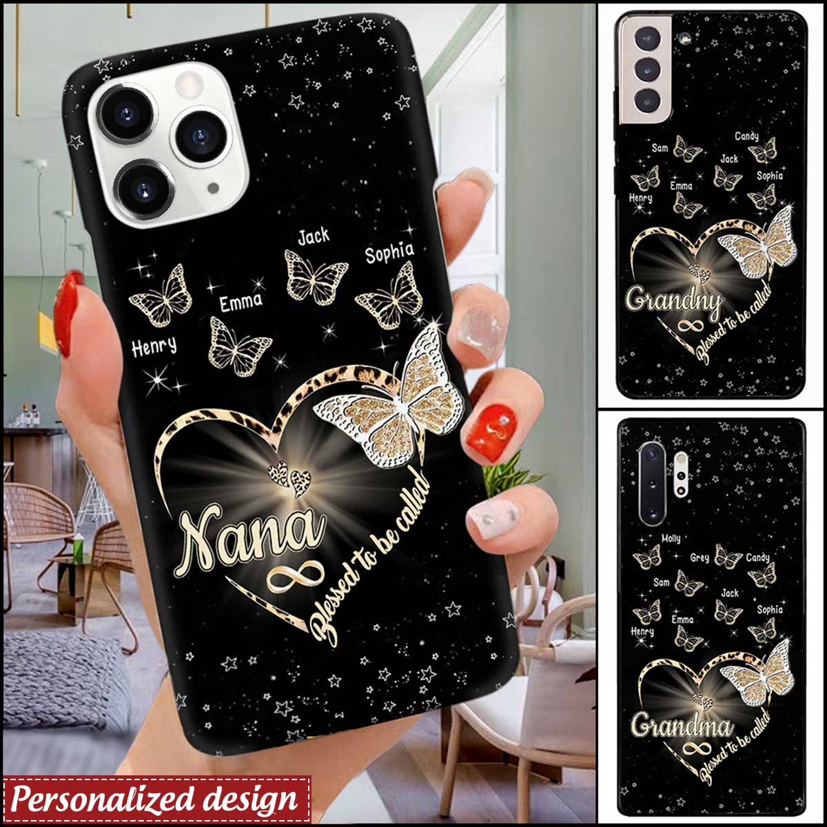 Personalized Blessed To Be Called Nana Butterfly Heart Infinity Love Phone case