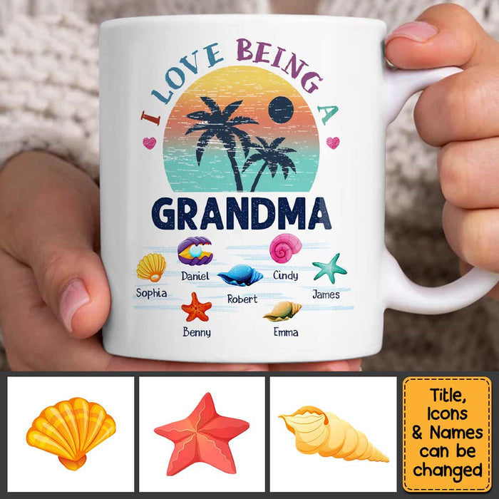 Gift For Grandma Beach Summer Vacation I Love Being A Grandma Mug