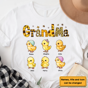 Personalized Chickabiddy Sunflower Grandma Kids T-Shirt