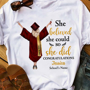 Personalized Graduation Girl She Did It T-Shirt
