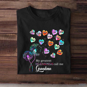 Personalized Grandma Dandelion Flower Heart T-shirt or Sweatshirt