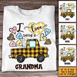 Personalized Love Being A Grandma Truck Heart T-Shirt