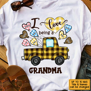 Personalized Love Being A Grandma Truck Heart T-Shirt