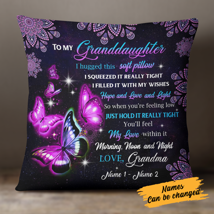 Grandma To My Granddaughter Butterfly Personalized Pillow