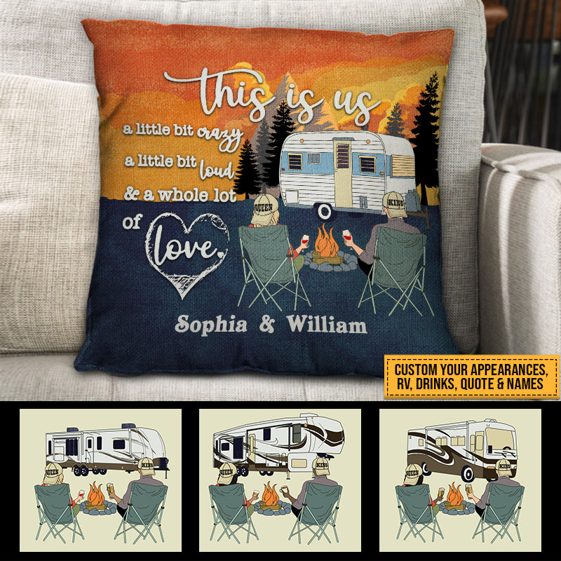 Personalized Retro Camping Couple Custom Pillow