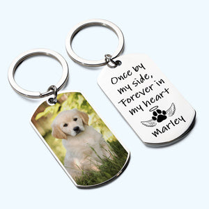 Once By My Side Forever In My Heart Personalized Dog Stainless Steel Keychain