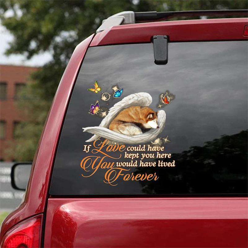 Red Husky Sleeping Angel Lived Forever Decal