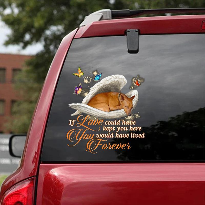 Red miniature pinscher Sleeping Angel Lived Forever Decal