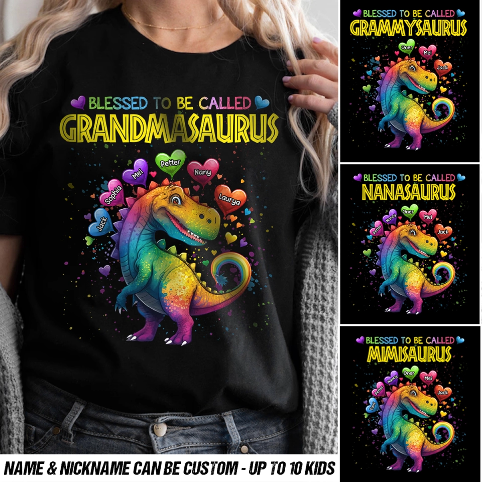 Personalized Blessed To Be Called Grandmasaurus Kid s Name T shirt personalized-blessed-to-be-called-grandmasaurus-kid-s-name-t-shirt
