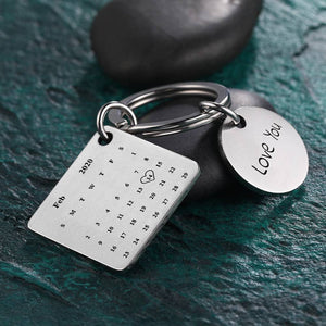 Custom Photo Engraved Calendar Name Keychain | Unique Gift