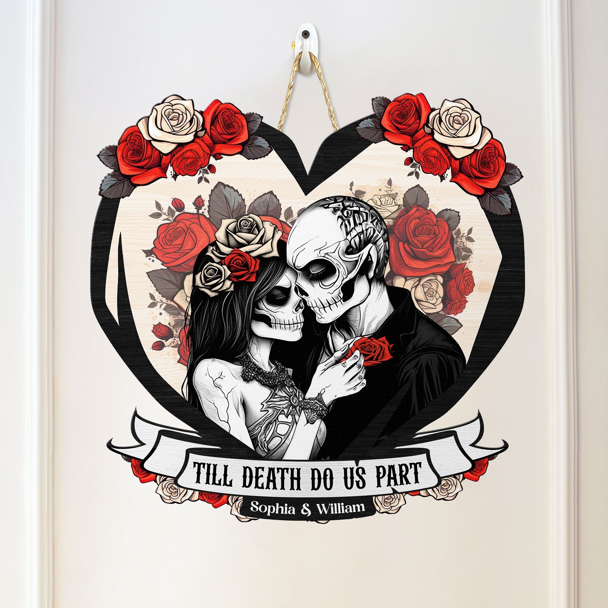 Til Death Do Us Part Couple Skull - Personalized Couples Wood Sign