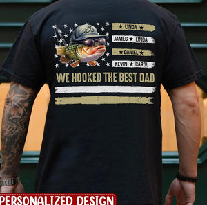 Vintage Retro We Hooked The Best Dad American Flag Personalized T-Shirt