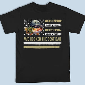 Vintage Retro We Hooked The Best Dad American Flag Personalized T-Shirt