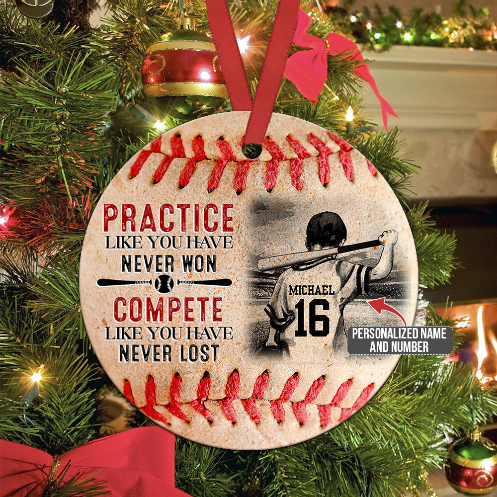 Win Or Lose Baseball Boy Personalized Circle Ornament