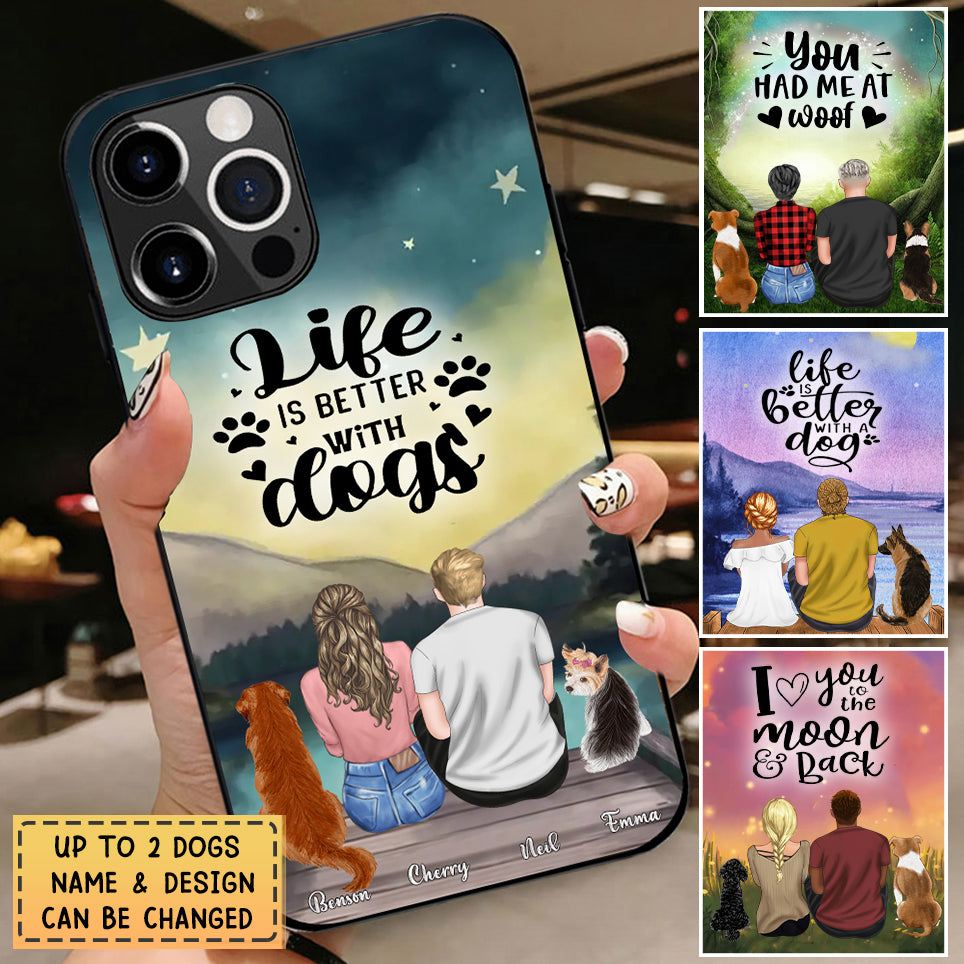 Custom Personalized Phone Case - Gifts For Love Dog Couple With Up to 2 Dogs - You Had Me At Woof