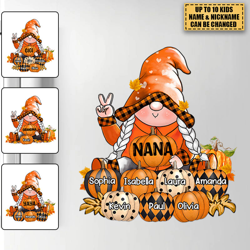 Grandma Nana Mom Fall Pumpkin Personalized Fridge Sticker
