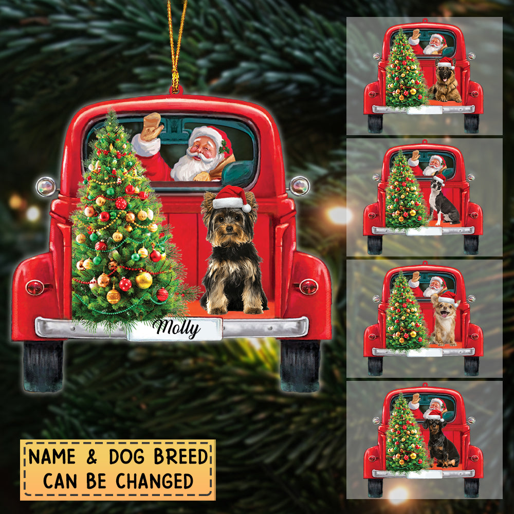 Personalized Santa & Dog Christmas-Two Sided Ornament