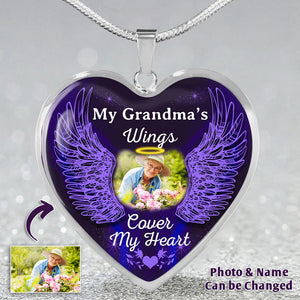 Personalized Memorial Heart Necklace Cover My Heart Wings