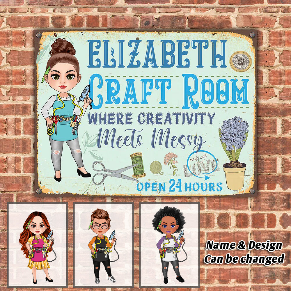 Craft Room Custom Metal Sign Where Creativity Meets Messy Personalized Gift
