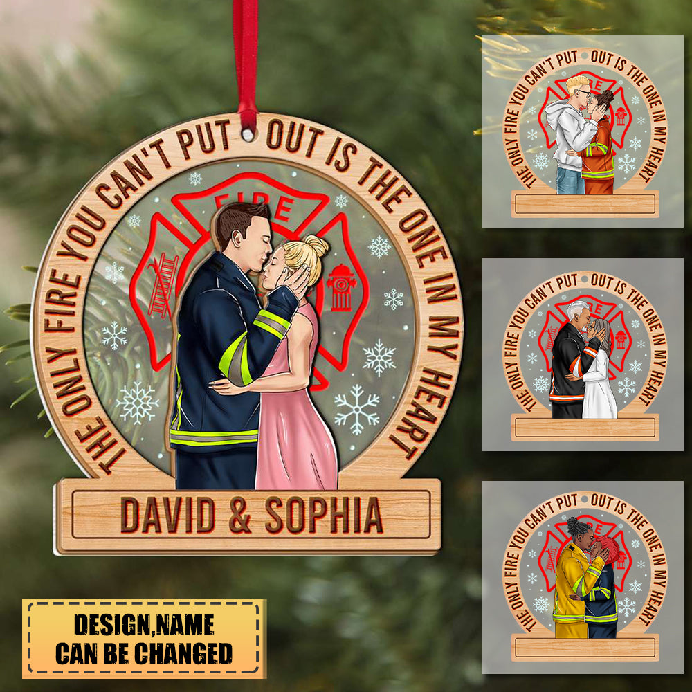 The Only Fire You Can't Put Out, Firefighter Couple Personalized Christmas Ornament