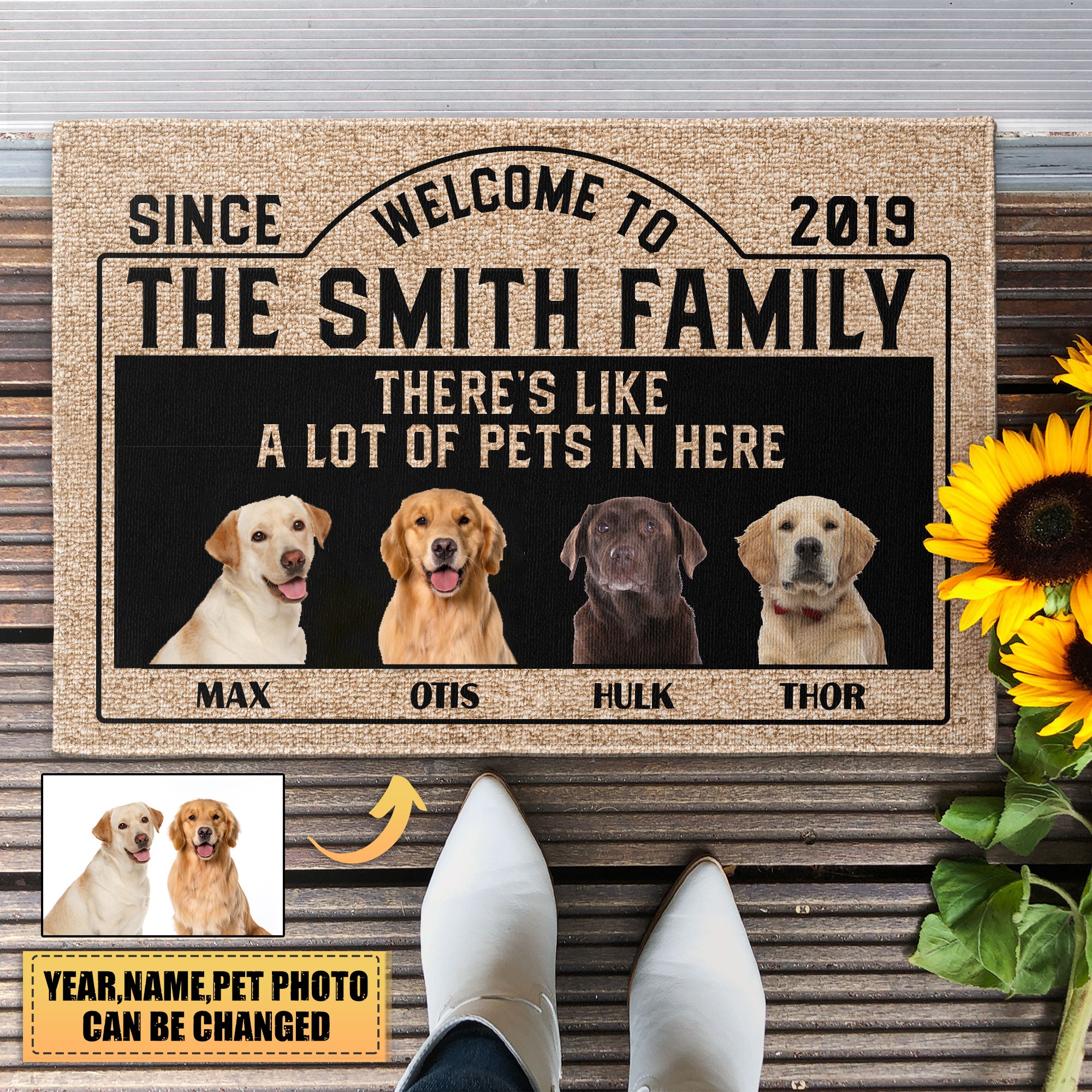 Personalized There's Like A Lot Of Pets In Here Dog Pet Doormat