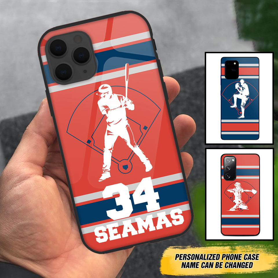 Gift For Baseball Lover The Position Of Player Personalized Glass Phone Case