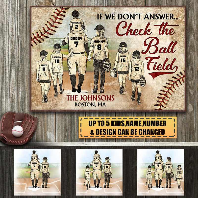 Personalized Baseball Family Check The Ball Field Custom Poster/Canvas Gift For Baseball Lover