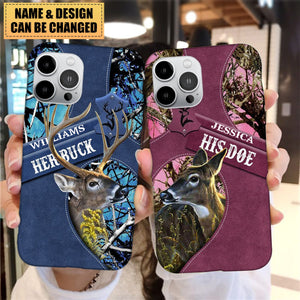 Personalized Her Buck His Doe Name Couple Deer Phone Case
