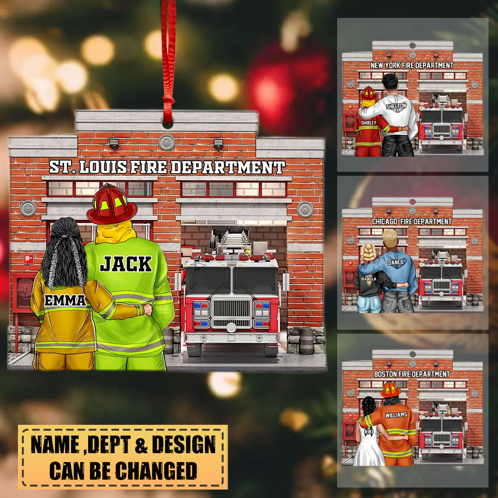 Firefighter Couple Fire Department Personalized Christmas-Two Sided Ornament