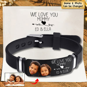 Custom Photo I Love You Dad/Mom - Family Gift - Personalized Engraved Bracelet